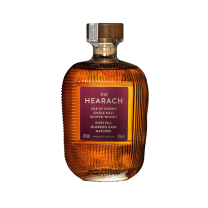 Bottle of Hearach Oloroso Cask single malt Scotch whisky on a white background