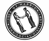 Circular logo for Isle of Harris The Social Distillery featuring two people shaking hands.