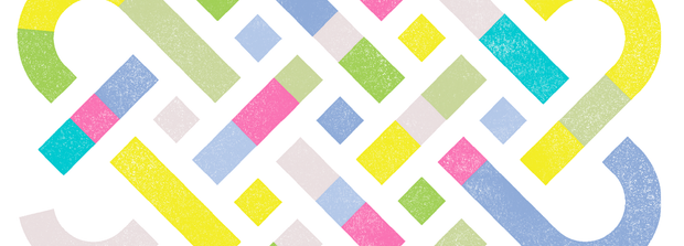 Colorful geometric pattern with pastel shades on a white background
